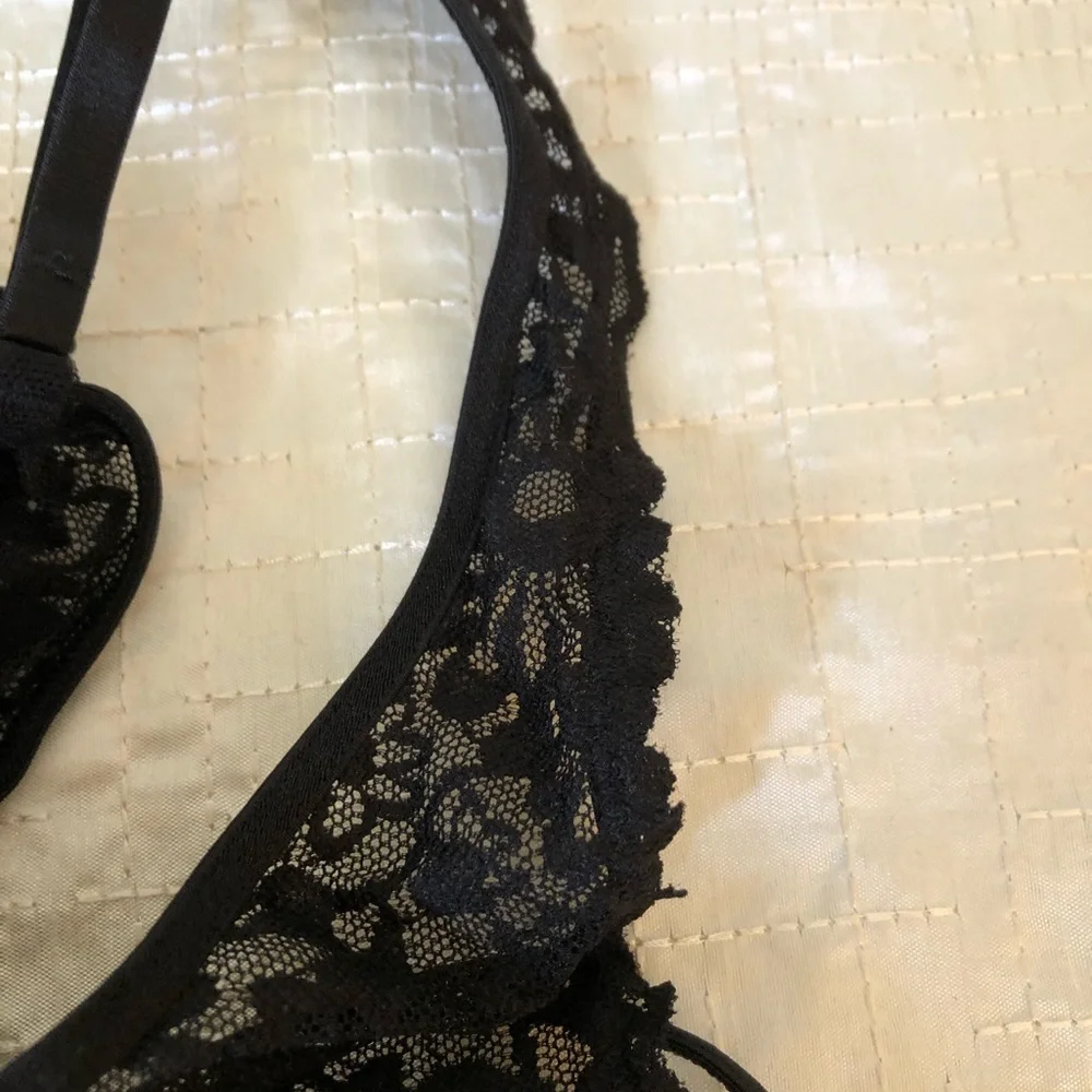 Romantic PINK Victoria Secret black lace bralette